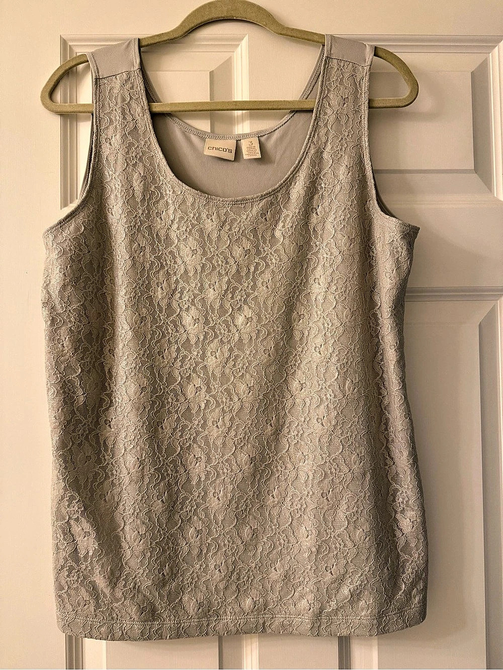 Chico's Floral Lace Tank Top in Beige